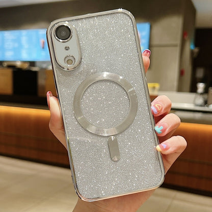 For iPhone XR Glitter Electroplating MagSafe TPU Phone Case(Silver) by buy2fix
