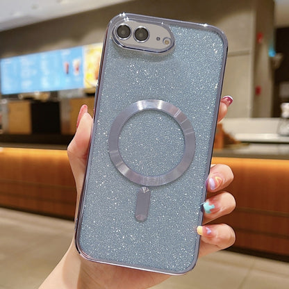 For iPhone 7 Plus / 8 Plus Glitter Electroplating MagSafe TPU Phone Case(Blue) by buy2fix