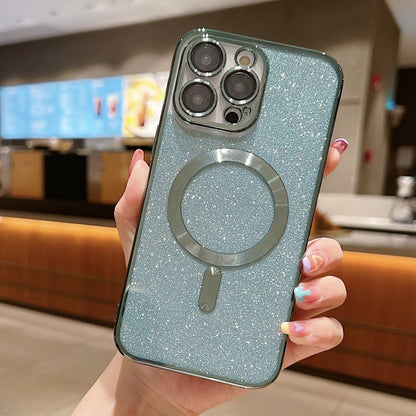 For iPhone 16 Pro Glitter Electroplating MagSafe TPU Phone Case(Green) by buy2fix