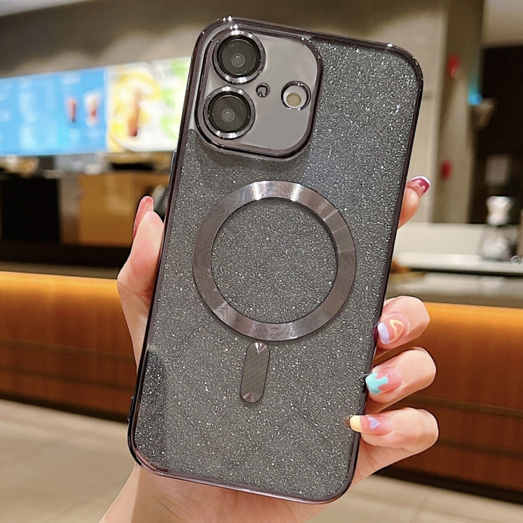 For iPhone 16 Plus Glitter Electroplating MagSafe TPU Phone Case(Black) by buy2fix