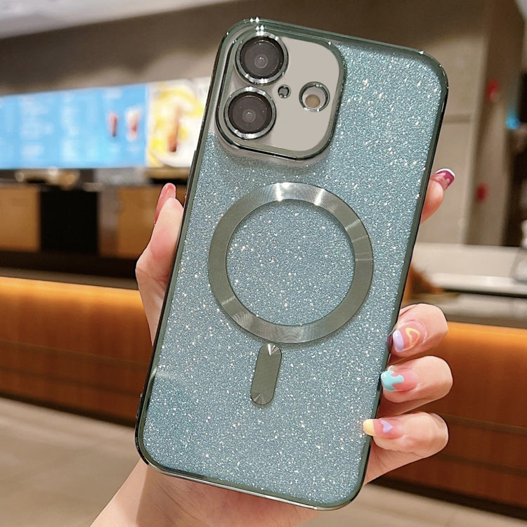 For iPhone 16 Plus Glitter Electroplating MagSafe TPU Phone Case(Green) by buy2fix