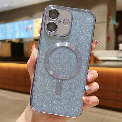 For iPhone 16 Plus Glitter Electroplating MagSafe TPU Phone Case(Blue) by buy2fix