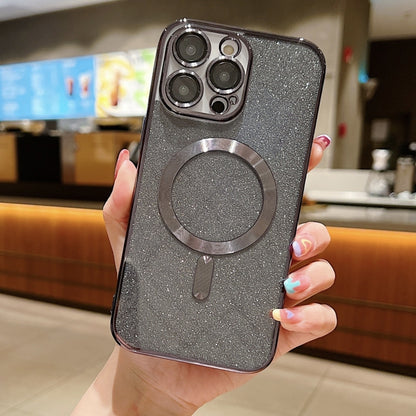 For iPhone 16 Pro Max Glitter Electroplating MagSafe TPU Phone Case(Black) by buy2fix