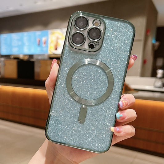 For iPhone 16 Pro Max Glitter Electroplating MagSafe TPU Phone Case(Green) by buy2fix