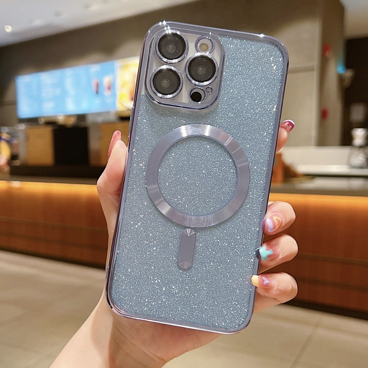 For iPhone 16 Pro Max Glitter Electroplating MagSafe TPU Phone Case(Blue) by buy2fix