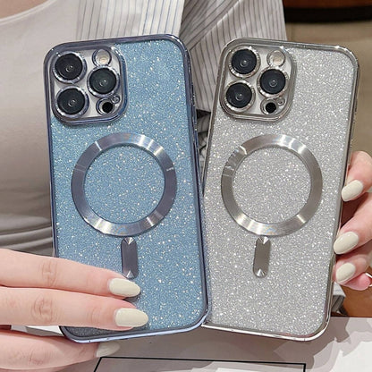 For iPhone X / XS Glitter Electroplating MagSafe TPU Phone Case(Blue) by buy2fix