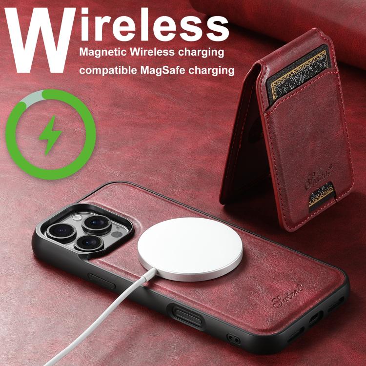 For iPhone 17 Air Suteni H15 MagSafe Oil Eax Leather Detachable Wallet Back Phone Case(Red) - iPhone 17 Air Cases by Suteni | Online Shopping UK | buy2fix