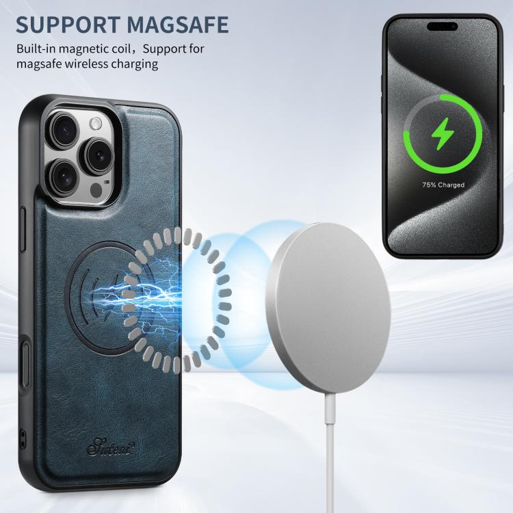 For iPhone Air Suteni H15 MagSafe Oil Eax Leather Detachable Wallet Back Phone Case(Blue) - iPhone Air Cases by Suteni | Online Shopping UK | buy2fix