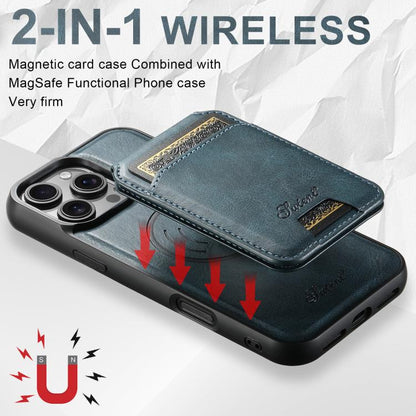 For iPhone 17 Suteni H15 MagSafe Oil Eax Leather Detachable Wallet Back Phone Case(Blue) - iPhone 17 Cases by Suteni | Online Shopping UK | buy2fix