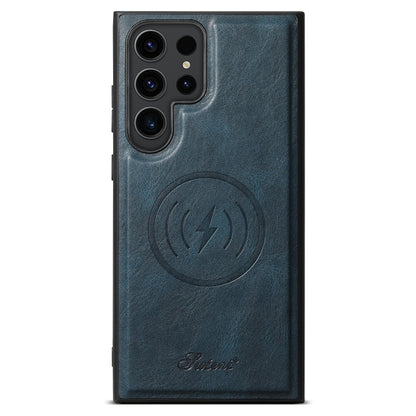 For Samsung Galaxy S22 Ultra 5G Suteni H15 Oil Eax Leather Detachable Wallet Back Phone Case(Blue) by Suteni