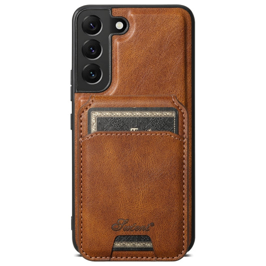 For Samsung Galaxy S22+ 5G Suteni H15  Oil Eax Leather Detachable Wallet Back Phone Case(Brown) - Galaxy S22 5G Cases by Suteni | Online Shopping UK | buy2fix