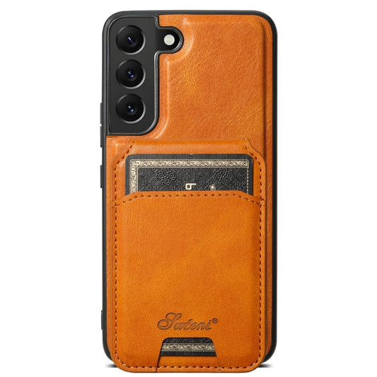 For Samsung Galaxy S22+ 5G Suteni H15  Oil Eax Leather Detachable Wallet Back Phone Case(Khaki) - Galaxy S22 5G Cases by Suteni | Online Shopping UK | buy2fix