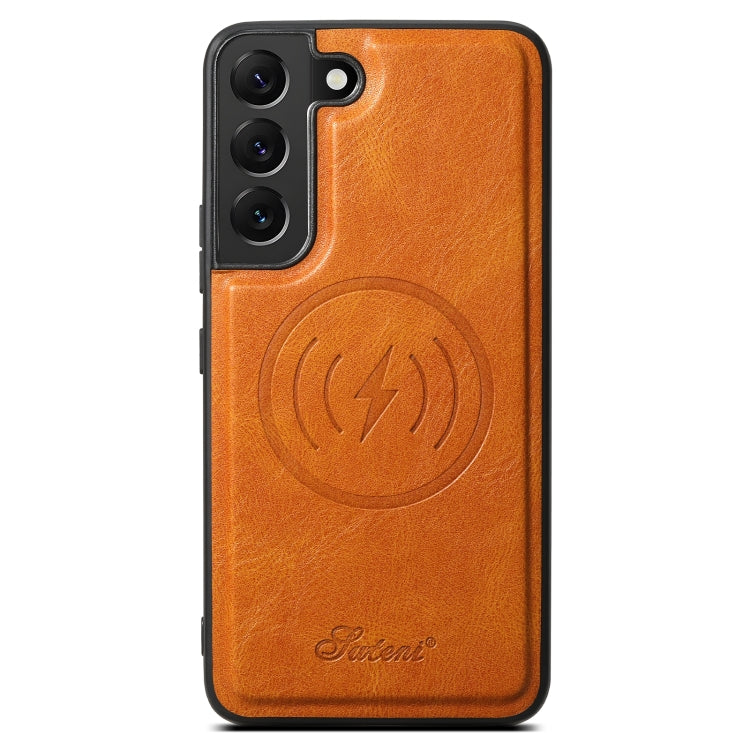 For Samsung Galaxy S22+ 5G Suteni H15  Oil Eax Leather Detachable Wallet Back Phone Case(Khaki) - Galaxy S22 5G Cases by Suteni | Online Shopping UK | buy2fix