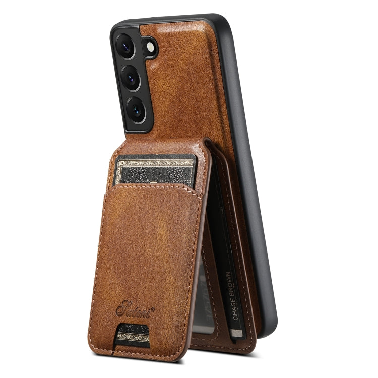 For Samsung Galaxy S22+ 5G Suteni H15  Oil Eax Leather Detachable Wallet Back Phone Case(Khaki) - Galaxy S22 5G Cases by Suteni | Online Shopping UK | buy2fix