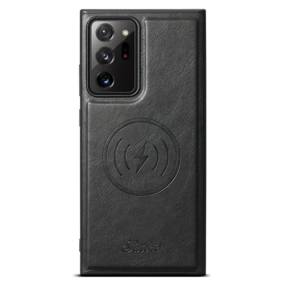 For Samsung Galaxy Note20 Ultra 5G Suteni H15  Oil Eax Leather Detachable Wallet Back Phone Case(Black) - Galaxy Note20 Ultra Cases by Suteni | Online Shopping UK | buy2fix