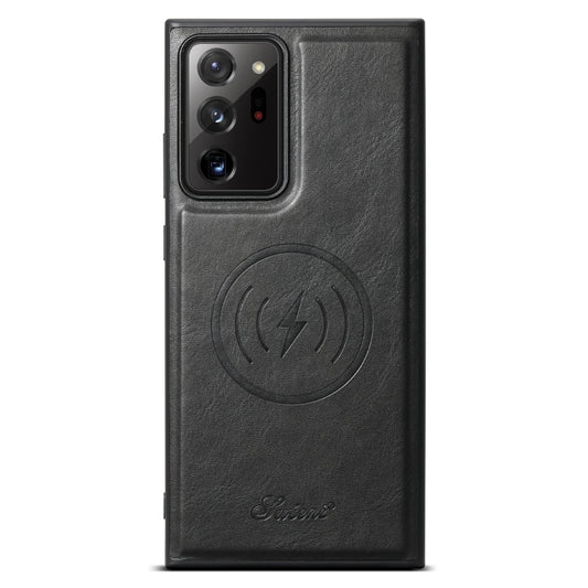 For Samsung Galaxy Note20 Ultra 5G Suteni H15  Oil Eax Leather Detachable Wallet Back Phone Case(Black) - Galaxy Note20 Ultra Cases by Suteni | Online Shopping UK | buy2fix