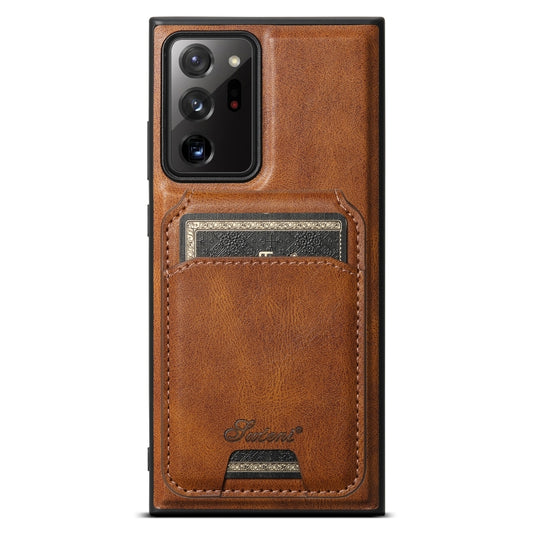 For Samsung Galaxy Note20 Ultra 5G Suteni H15  Oil Eax Leather Detachable Wallet Back Phone Case(Brown) - Galaxy Note20 Ultra Cases by Suteni | Online Shopping UK | buy2fix