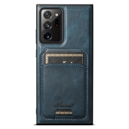 For Samsung Galaxy Note20 Ultra 5G Suteni H15  Oil Eax Leather Detachable Wallet Back Phone Case(Blue) - Galaxy Note20 Ultra Cases by Suteni | Online Shopping UK | buy2fix