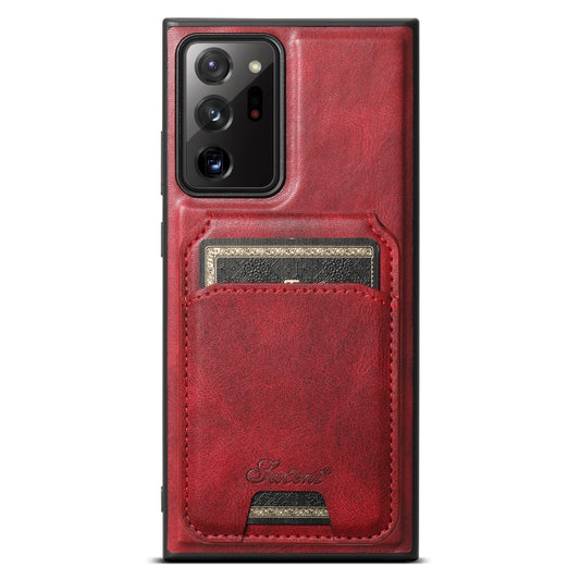 For Samsung Galaxy Note20 5G Suteni H15  Oil Eax Leather Detachable Wallet Back Phone Case(Red) - Galaxy Note20 Cases by Suteni | Online Shopping UK | buy2fix