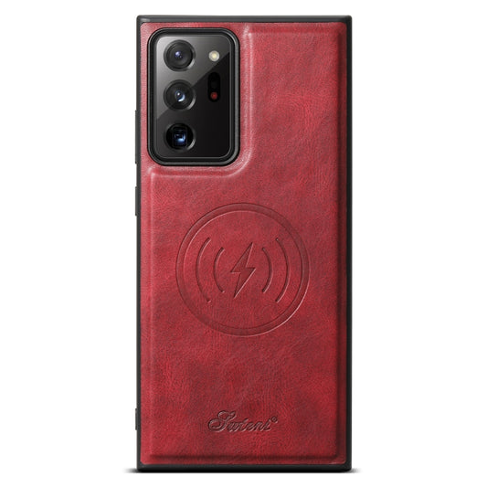 For Samsung Galaxy Note20 5G Suteni H15  Oil Eax Leather Detachable Wallet Back Phone Case(Red) - Galaxy Note20 Cases by Suteni | Online Shopping UK | buy2fix