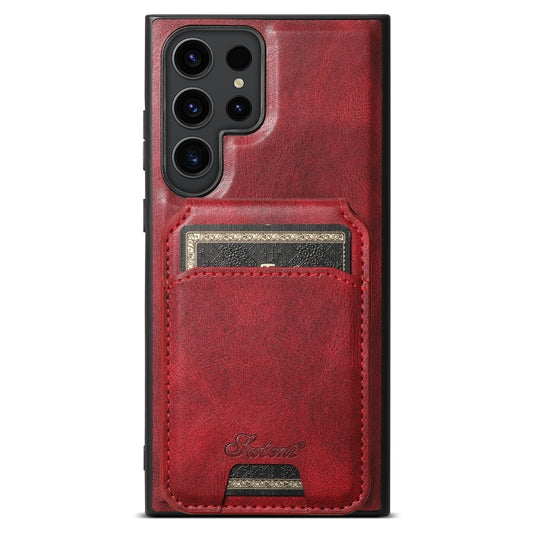 For Samsung Galaxy S24 Ultra 5G Suteni H15  Oil Eax Leather Detachable Wallet Back Phone Case(Red) - Galaxy S24 Ultra 5G Cases by Suteni | Online Shopping UK | buy2fix