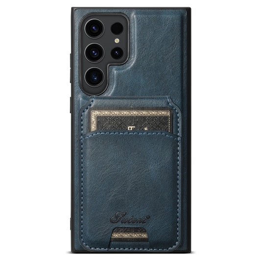 For Samsung Galaxy S24 Ultra 5G Suteni H15  Oil Eax Leather Detachable Wallet Back Phone Case(Blue) - Galaxy S24 Ultra 5G Cases by Suteni | Online Shopping UK | buy2fix