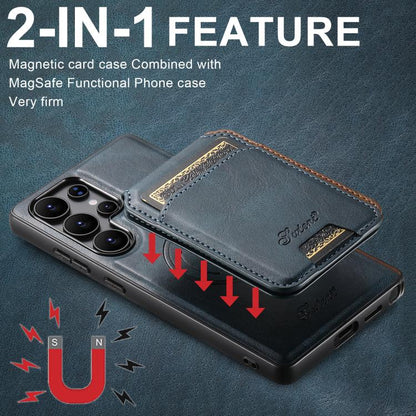 For Samsung Galaxy S25 Ultra 5G Suteni H15  Oil Eax Leather Detachable Wallet Back Phone Case(Blue) - Galaxy S25 Ultra 5G Cases by Suteni | Online Shopping UK | buy2fix