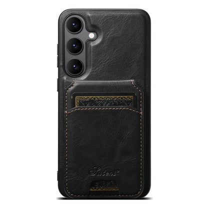 For Samsung Galaxy S25+ 5G Suteni H15  Oil Eax Leather Detachable Wallet Back Phone Case(Black) - Galaxy S25+ 5G Cases by Suteni | Online Shopping UK | buy2fix