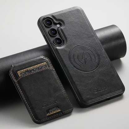For Samsung Galaxy S25 5G Suteni H15  Oil Eax Leather Detachable Wallet Back Phone Case(Black) - Galaxy S25 5G Cases by Suteni | Online Shopping UK | buy2fix