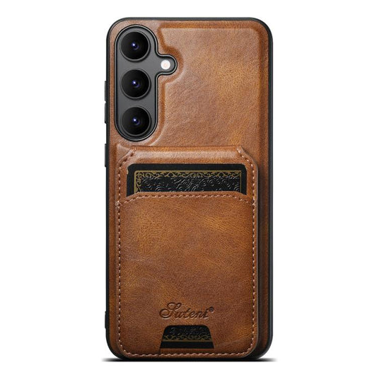 For Samsung Galaxy S25 5G Suteni H15  Oil Eax Leather Detachable Wallet Back Phone Case(Brown) - Galaxy S25 5G Cases by Suteni | Online Shopping UK | buy2fix