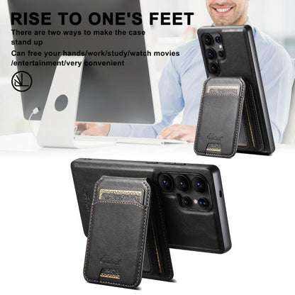 For Samsung Galaxy S25 5G Suteni H15  Oil Eax Leather Detachable Wallet Back Phone Case(Khaki) - Galaxy S25 5G Cases by Suteni | Online Shopping UK | buy2fix