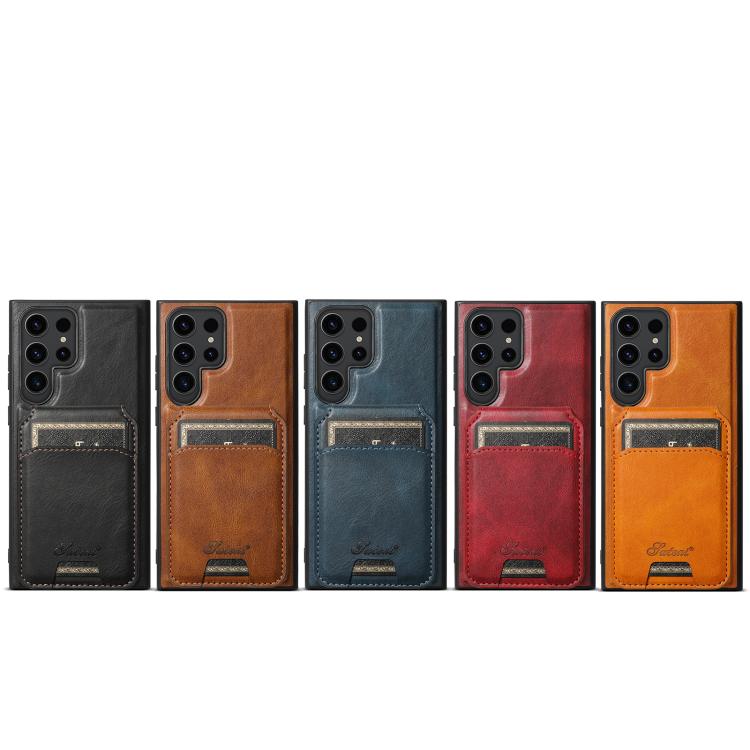 For Samsung Galaxy S22+ 5G Suteni H15  Oil Eax Leather Detachable Wallet Back Phone Case(Brown) - Galaxy S22 5G Cases by Suteni | Online Shopping UK | buy2fix