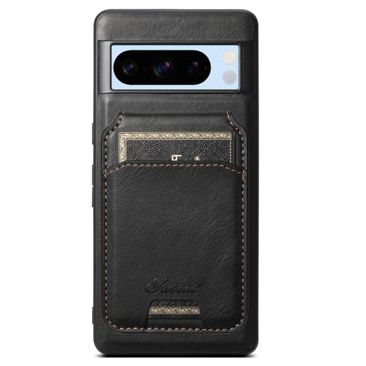 For Google Pixel 8 Pro Suteni H15 Oil Eax Leather Detachable Wallet Back Phone Case(Black) - Google Cases by Suteni | Online Shopping UK | buy2fix