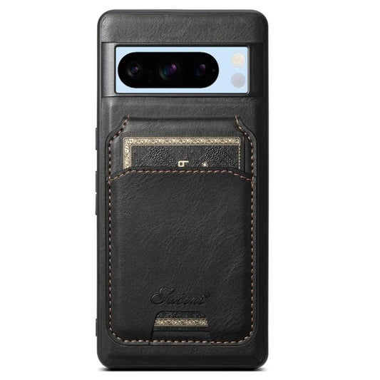 For Google Pixel 8 Pro Suteni H15 Oil Eax Leather Detachable Wallet Back Phone Case(Black) - Google Cases by Suteni | Online Shopping UK | buy2fix