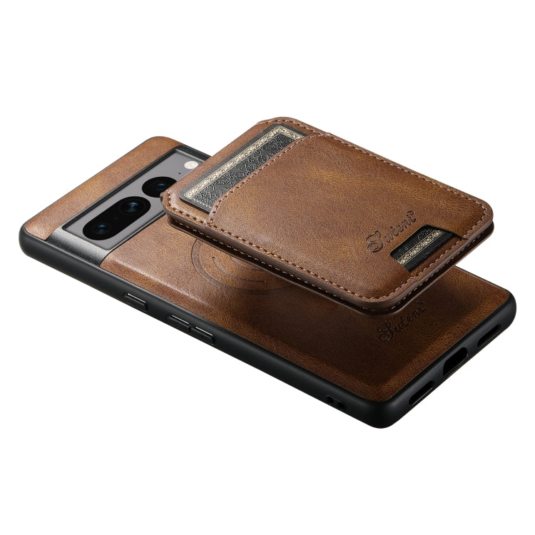 For Google Pixel 8 Pro Suteni H15 Oil Eax Leather Detachable Wallet Back Phone Case(Brown) by Suteni