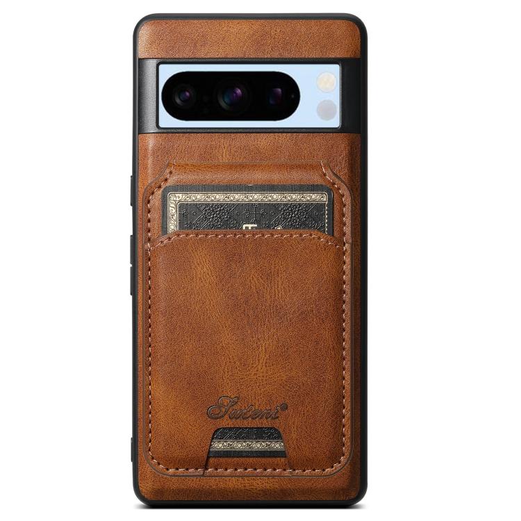 For Google Pixel 8 Pro Suteni H15 Oil Eax Leather Detachable Wallet Back Phone Case(Brown) by Suteni