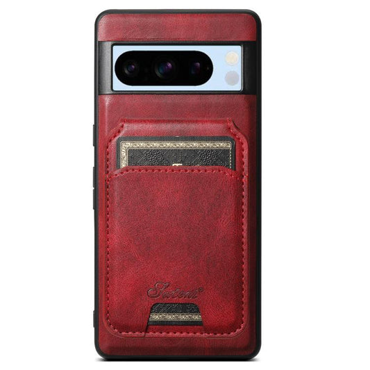 For Google Pixel 8 Pro Suteni H15 Oil Eax Leather Detachable Wallet Back Phone Case(Red) - Google Cases by Suteni | Online Shopping UK | buy2fix