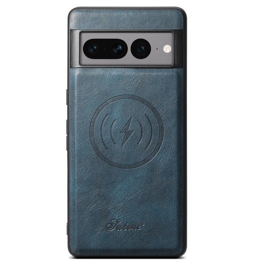 For Google Pixel 8 Pro Suteni H15 Oil Eax Leather Detachable Wallet Back Phone Case(Blue) - Google Cases by Suteni | Online Shopping UK | buy2fix