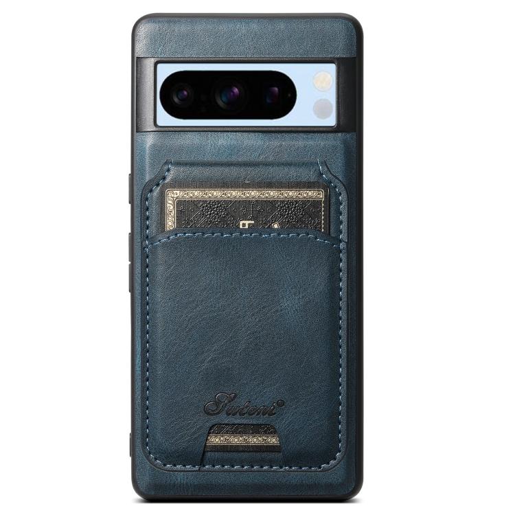 For Google Pixel 8 Pro Suteni H15 Oil Eax Leather Detachable Wallet Back Phone Case(Blue) - Google Cases by Suteni | Online Shopping UK | buy2fix