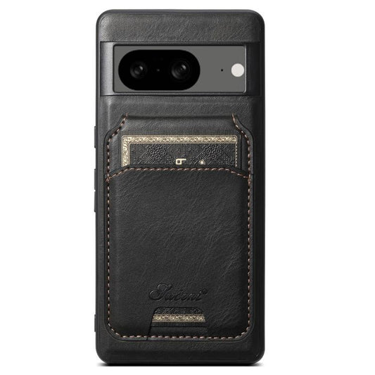 For Google Pixel 8 Suteni H15 Oil Eax Leather Detachable Wallet Back Phone Case(Black) - Google Cases by Suteni | Online Shopping UK | buy2fix
