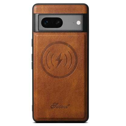 For Google Pixel 8 Suteni H15 Oil Eax Leather Detachable Wallet Back Phone Case(Brown) - Google Cases by Suteni | Online Shopping UK | buy2fix