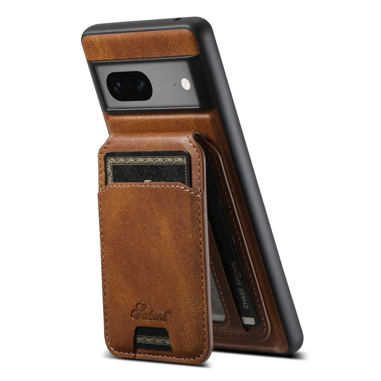 For Google Pixel 8 Suteni H15 Oil Eax Leather Detachable Wallet Back Phone Case(Brown) - Google Cases by Suteni | Online Shopping UK | buy2fix