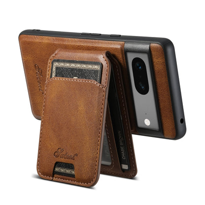 For Google Pixel 8 Suteni H15 Oil Eax Leather Detachable Wallet Back Phone Case(Brown) - Google Cases by Suteni | Online Shopping UK | buy2fix