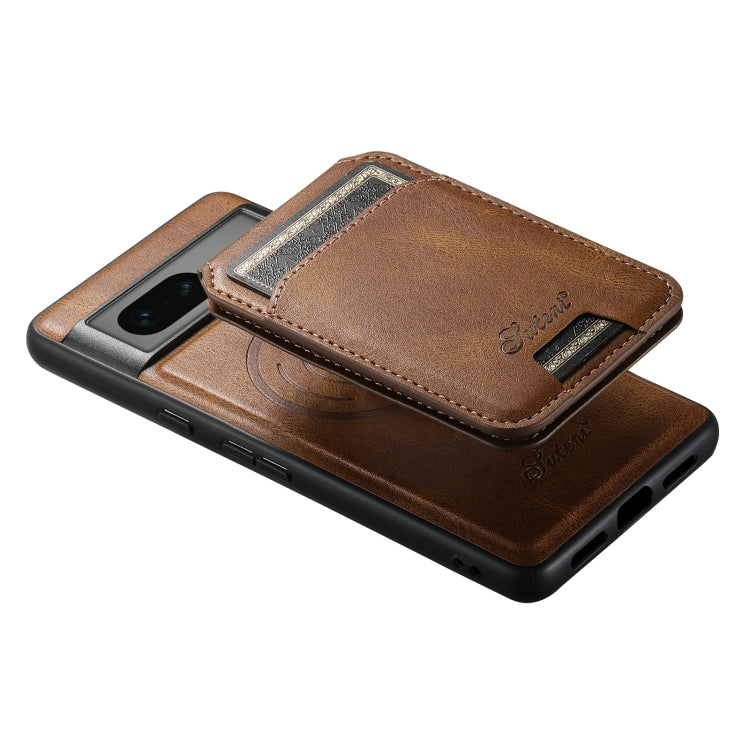For Google Pixel 8 Suteni H15 Oil Eax Leather Detachable Wallet Back Phone Case(Brown) - Google Cases by Suteni | Online Shopping UK | buy2fix