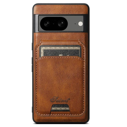 For Google Pixel 8 Suteni H15 Oil Eax Leather Detachable Wallet Back Phone Case(Brown) - Google Cases by Suteni | Online Shopping UK | buy2fix