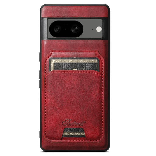 For Google Pixel 8 Suteni H15 Oil Eax Leather Detachable Wallet Back Phone Case(Red) - Google Cases by Suteni | Online Shopping UK | buy2fix