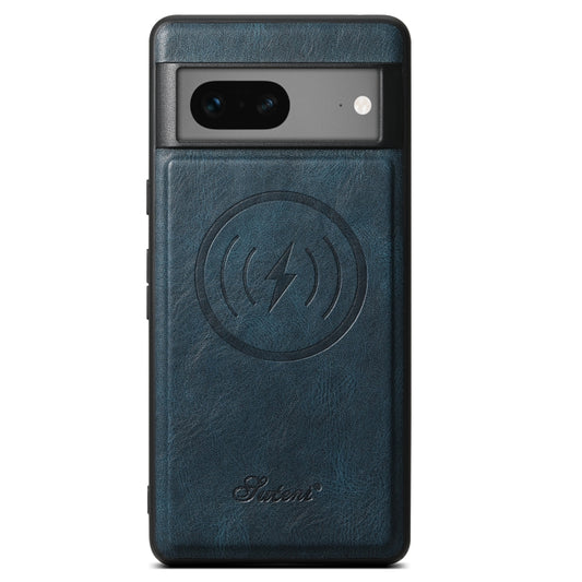 For Google Pixel 8 Suteni H15 Oil Eax Leather Detachable Wallet Back Phone Case(Blue) - Google Cases by Suteni | Online Shopping UK | buy2fix