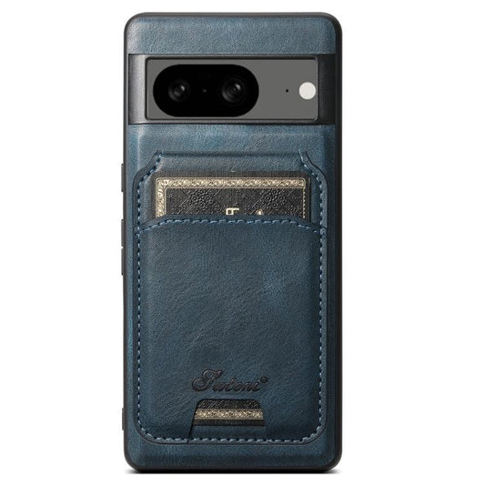 For Google Pixel 8 Suteni H15 Oil Eax Leather Detachable Wallet Back Phone Case(Blue) - Google Cases by Suteni | Online Shopping UK | buy2fix