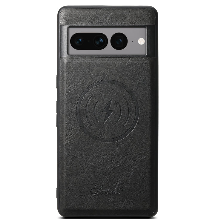 For Google Pixel 7a Suteni H15 Oil Eax Leather Detachable Wallet Back Phone Case(Black) - Google Cases by Suteni | Online Shopping UK | buy2fix