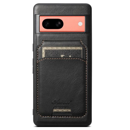 For Google Pixel 7a Suteni H15 Oil Eax Leather Detachable Wallet Back Phone Case(Black) - Google Cases by Suteni | Online Shopping UK | buy2fix